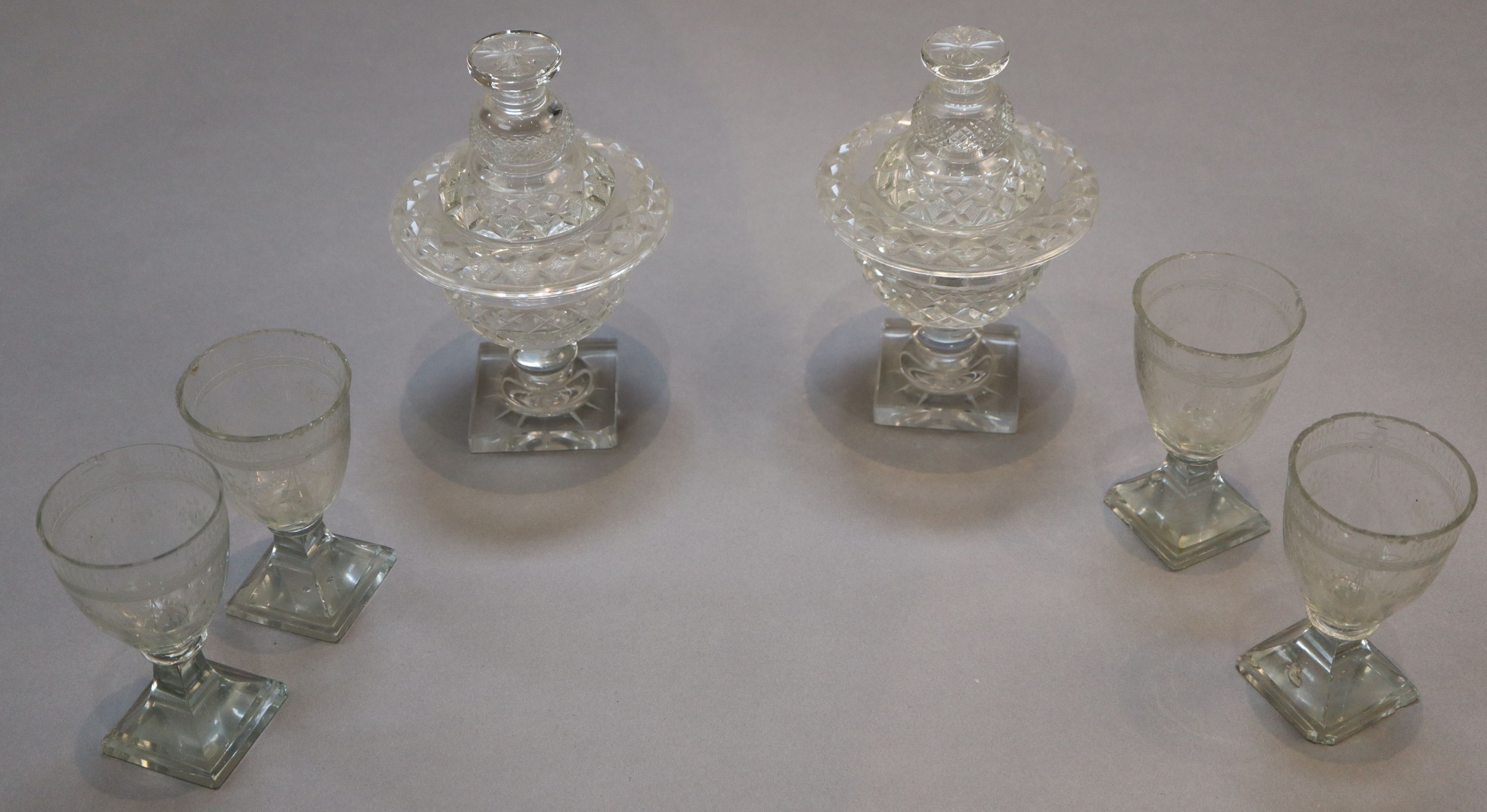 A group of assorted early 19th century and later glassware, 24cm